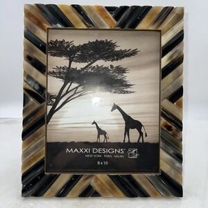 Maxxi Designs Photo Frame 8x10 Brown Black Buffalo Horn Geometric